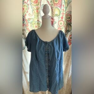 Faded Glory Light Blue Denim Blouse